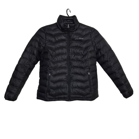 Womens Eddie Bauer Down Puffer Jacket Size Large Black - Picture 1 of 5